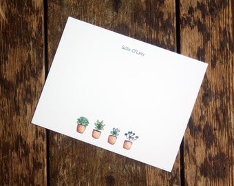 NEW! Succulents Plants Notecard Stationery. Thank You, Any Occasion, Personalize Watercolor Print, Set of 10.