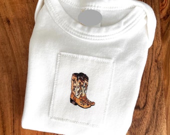 NEW! For Baby Cowboy Cowgirl Boots Baby, One Piece Bodysuit Cotton Infant Baby Short Sleeve, Sizes: 3-6 Mo. OR 6-12 Month. Gift for New Baby