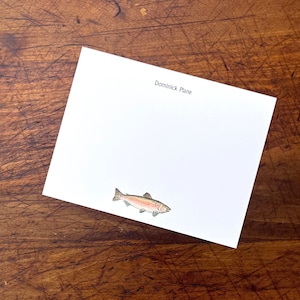 Mis tarjetas personalizadas más vendidas. Papelería de notas personalizada masculina de pescado salmón trucha. Gracias, Impresión de acuarela, Conjunto de 10.