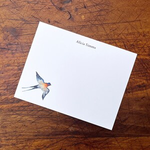 Cartes de correspondance personnalisées Oiseau hirondelle volante. Papeterie personnalisée. Merci, toutes les occasions, cadeaux de moins de 20 ans, impression aquarelle, lot de 10.