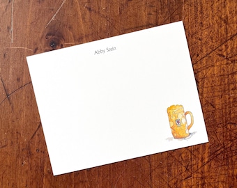 Personalized Beer Stein Mug Personalized Notecards. Custom Stationery. Thank You, Watercolor Print, Set of 10. Gifts under 20 Dollars