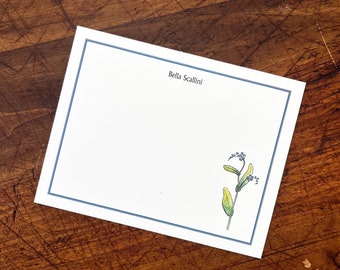 Forget-Me-Not Flower Custom Notecard Stationery. Thank You, Any Occasion, Watercolor Print, Set of 10, Gifts Under 20, Personalized