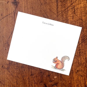 Eichhörnchen Waldtier kundenspezifisches Notecard-Briefpapier. Vielen Dank, Geschenke unter 20, personalisierter Aquarelldruck, 10er-Set.