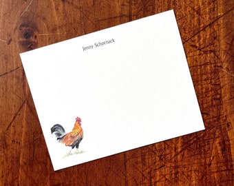 Papelería personalizada con diseño de gallo, pájaro, gallina y notas. Gracias, para cualquier ocasión, impresión de acuarela personalizada, juego de 10. Regalos por menos de 20 dólares