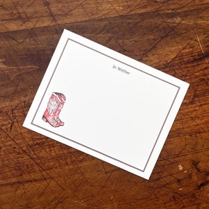 NIEUW! Gift voor Kantoorbehoeften Notecard van de Douane van de Laars van de Veedrijfster de Roze. Bedankt, aquarelprint, set van 10, cadeaus onder de 20, gepersonaliseerd