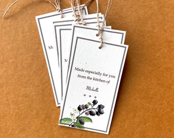 From the Kitchen Of, Blackberry 8 Customized Tags, for Baker Chef, Recycled Paper, Set of 8, Large Personalized Customize. Buy more and save