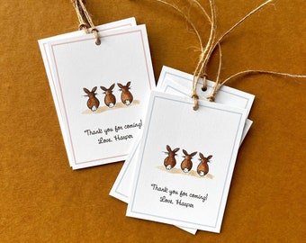 Personalized Gift Tags or Party Favor Tags. Bunny Tails. Watercolor Print for Baby Shower, New Baby, Birthday Party. Custom Sets 6-12 Pack