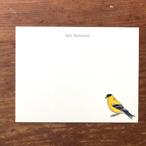 Gele Amerikaanse distelvink douane gepersonaliseerde briefpapier Notecard. Bedankt, cadeaus onder de 20, personaliseer aquarelprint, set van 10.