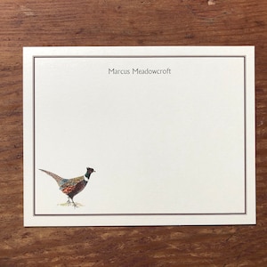 Fasan Spiel Vogel Maskulinum Benutzerdefinierte Notecard Briefpapier. Danke, personalisierter Aquarelldruck, 10er-Set. Geschenk unter 20