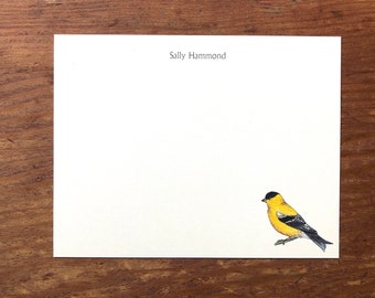 Goldfinch Custom Notecard Stationery. Thank You, Any Occasion, Personalize Watercolor Print, Set of 10.