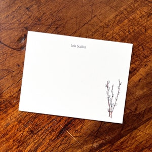 Branches printanières personnalisées de saule commun. Salix. Chatons. Papeterie pour cartes de correspondance. Merci, toutes les occasions, impression aquarelle personnalisée, lot de 10