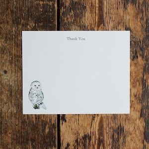 Carte de correspondance personnalisée Harfang des neiges Papeterie personnalisée. Merci, cadeaux pour les ornithologues amateurs, impression aquarelle personnalisée, lot de 10. Cadeaux de moins de 20 ans