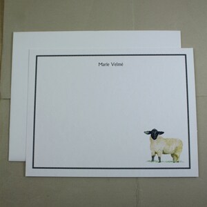 Sheep Lamb Black and White Custom Notecard. Thank You, Any Occasion, Personalize Watercolor Print, Set of 10. image 3
