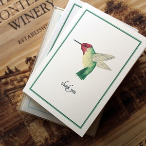 Hummingbird Thank You Notecards, Boxed Set of 8, Handmade Greeting Cards