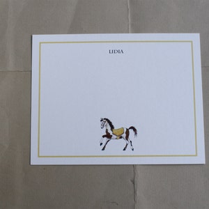 Horse Merry go Round Pinto Thank You Notes Kids Children Fun Custom Notecard Stationery. Personalize Watercolor Print, Set of 10. image 1