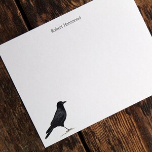 Crow Raven Bird Custom Notecard Stationery. Thank You, Any Occasion, Personalize Watercolor Print, Set of 10. Gifts under 20 Gift for Birder image 2