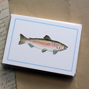 Pêche saumon truite pêcheur Cartes de remerciement Papeterie Notes de remerciement masculines, cartes de remerciement faites main, lot de 8