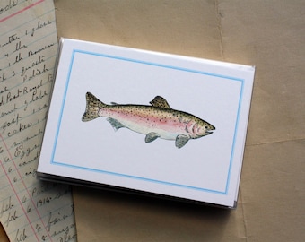 Fishing Salmon Trout Fisherman Thank You Notecards Stationery Masculine Thank You Notes, Handmade Thank You Notecards, Set of 8