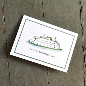 A placa do ferryboat nota Notecards. Notas de agradecimento da Ilha de Bainbridge, conjunto de 8. Cartões comemorativos feitos à mão embalados