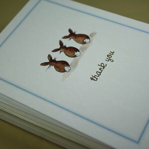 Thank You Note Bunny Rabbit Tails Set of 8. Pale Blue Border. - Etsy