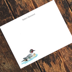 Tarjetas de notas personalizadas con diseño de patos en color verde azulado, papelería con diseño de aves acuáticas. Gracias, impresión de acuarela personalizada, juego de 10. Regalos por menos de 20 dólares