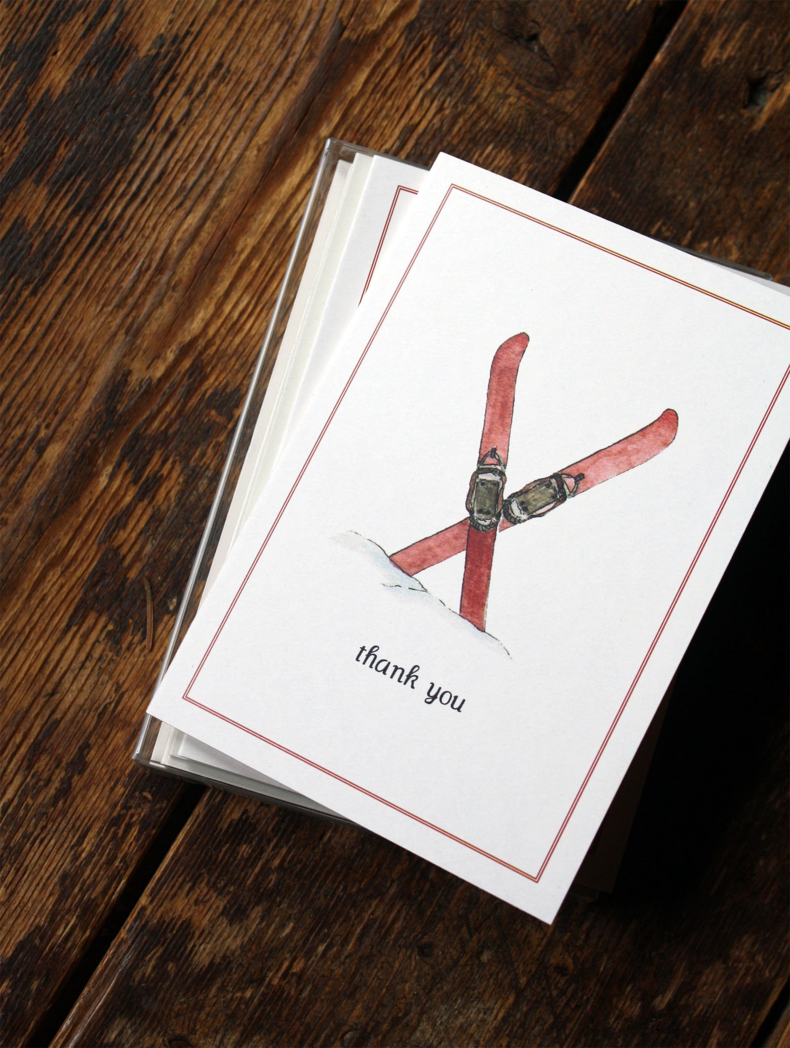 NEW Skis Winter Thank You Notes Handmade Note Cards Set of | Etsy