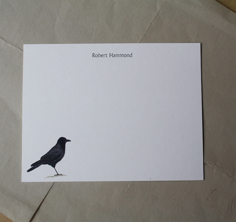 Crow Raven Bird Custom Notecard Stationery. Thank You, Any Occasion, Personalize Watercolor Print, Set of 10. Gifts under 20 Gift for Birder image 6