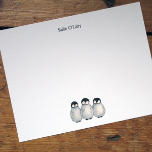 Papelaria de cartão de nota personalizado Penguin Trio. Obrigado, qualquer ocasião, impressão de aquarela personalizada, conjunto de 10. Presente para crianças. Presentes abaixo de 20