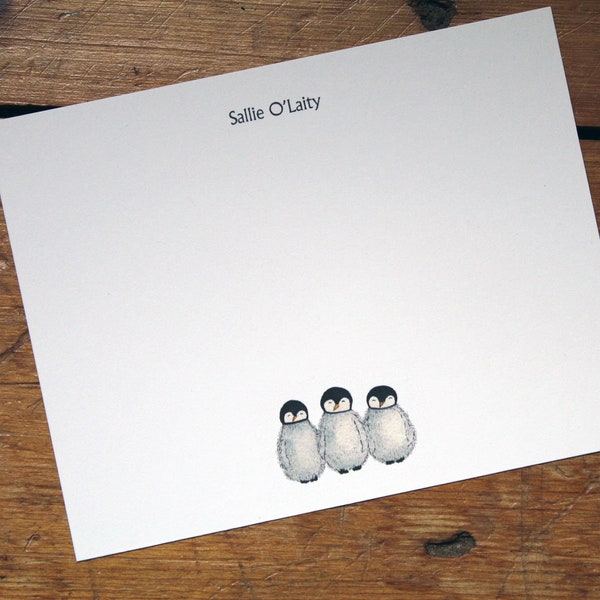 NEW! Penguin Trio  Notecard Stationery. Thank You, Any Occasion, Personalize Watercolor Print, Set of 10.