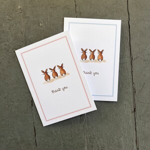 Dankeschön Bunny Rabbit Tails, 8er Set. Handgemachte Notecards Grußkarten verpackt