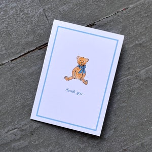 Thank You Note Teddy Bear. New Baby Thank You Notes, Set of 8. Handmade Notecards Greeting Cards Packaged. Bear Stationery