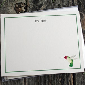 Cartões personalizados de pássaros beija-flor, artigos de papelaria para pássaros. Impressão em aquarela, obrigado, impressão personalizada em aquarela, conjunto de 10. Presentes abaixo de 20