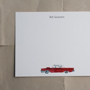 Cartes de correspondance personnalisées Thunderbird Tbird pour voitures classiques. Cadeaux pour amateur de voiture, impression aquarelle personnalisée, lot de 10. Cadeaux pour les moins de 20 ans
