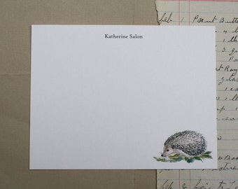 Hedgehog Custom Notecard Stationery. Thank You, Any Occasion, Personalize Watercolor Print, Set of 10.