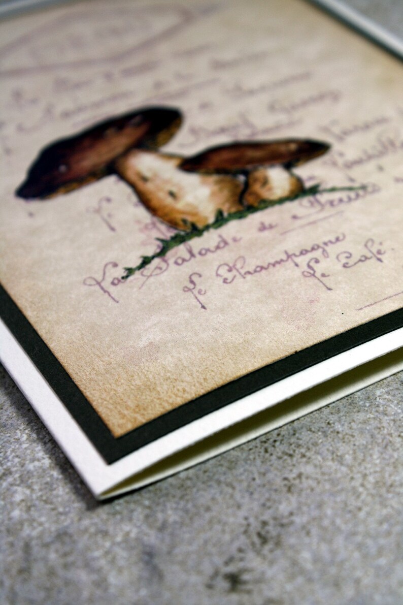 Porcini Mushroom With French Menu Woodland Watercolor Print Etsy