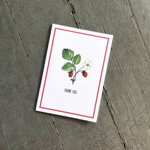 Cheerful Strawberry Notecards Papeterie Merci Notes, Cartes de remerciement faites à la main, Ensemble de 8