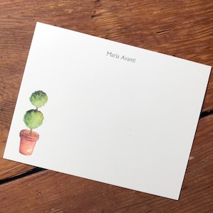 Green Topiary Custom Notecard Papelaria Presente. Obrigado, Impressão de aquarela personalizada, conjunto de 10. Presente para o jardineiro. Presente abaixo de 20