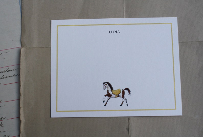 Horse Merry go Round Pinto Thank You Notes Kids Children Fun Custom Notecard Stationery. Personalize Watercolor Print, Set of 10. image 2