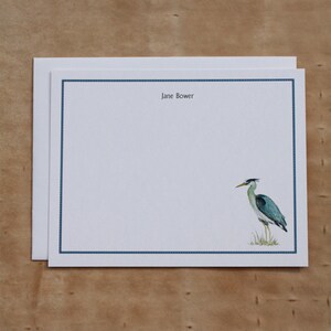 Kantoorbehoeften van Notecard van de grote Blauwe Reiger de Blauwe. Cadeau voor vogelliefhebber. Bedankje personaliseren aquarelprint, 10/set. Cadeaus onder de 20