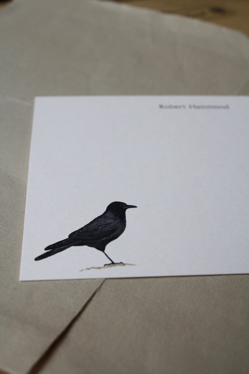 Crow Raven Bird Custom Notecard Stationery. Thank You, Any Occasion, Personalize Watercolor Print, Set of 10. Gifts under 20 Gift for Birder image 5