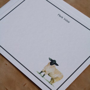 Sheep Lamb Black and White Custom Notecard. Thank You, Any Occasion, Personalize Watercolor Print, Set of 10. image 2