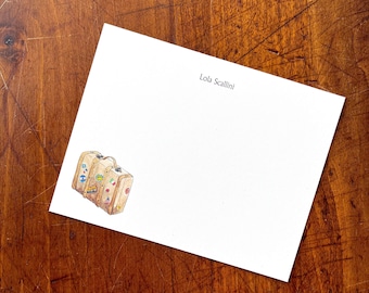 Personalized Travel Suitcase Luggage Notecards. Gift for Traveler. Stationery. Travel vibes, flat notecards. Gifts for Grad. Set 10