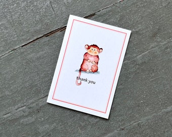 Cute Monkey Baby Monkey, Chinese New Year 2016, Thank You Notecards, Set of 8. Monkey Stationery