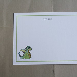Tarjetas de notas de dragón Notas de agradecimiento Regalos para niños Papelería de notas personalizada divertida. Impresión de acuarela personalizada, juego de 10.