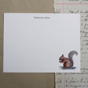Squirrel Woodland Animal Custom Notecard Stationery. Thank You, Any Occasion, Personalize Watercolor Print, Set of 10.