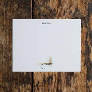 Cadeau de pêche à la mouche sèche olive Dun pour pêcheur, carte de correspondance personnalisée, papeterie. Merci, impression aquarelle personnalisée, lot de 10.