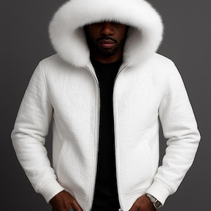 White Hooded Faux Fur Jacket - Etsy