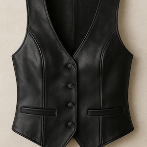 Womens Vest Genuine Leather Vest Classic Handmade Biker Waistcoat Vintage Black Leather Vest for Men and Women Gift for him and her Vest