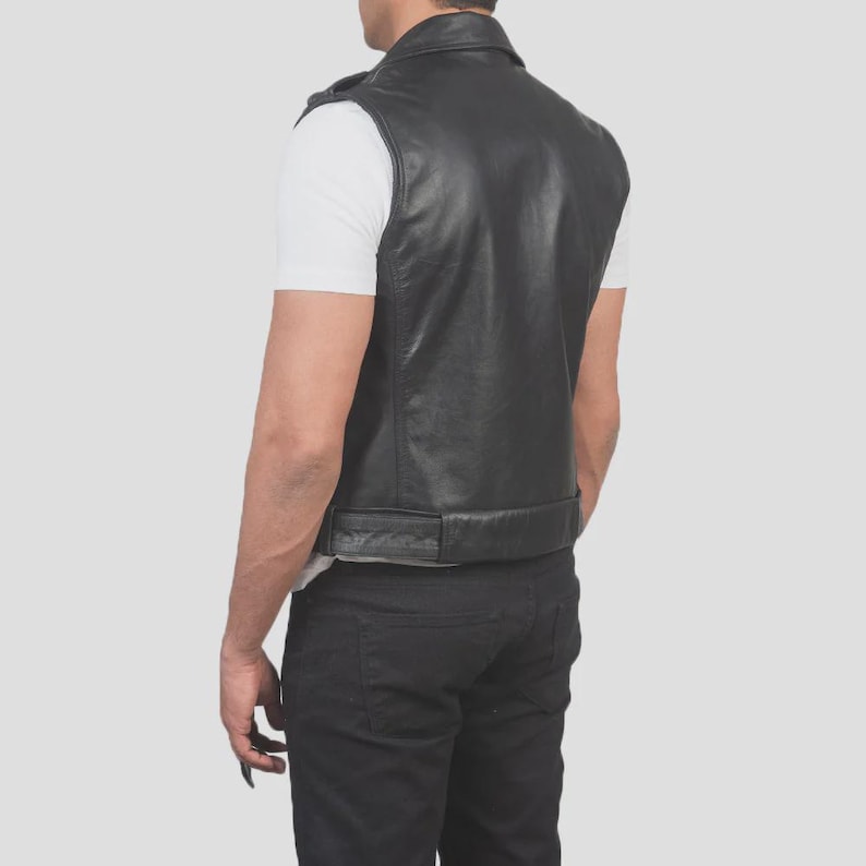 Handmade Black Leather Biker Vest: Motorcycle Club Style - Etsy