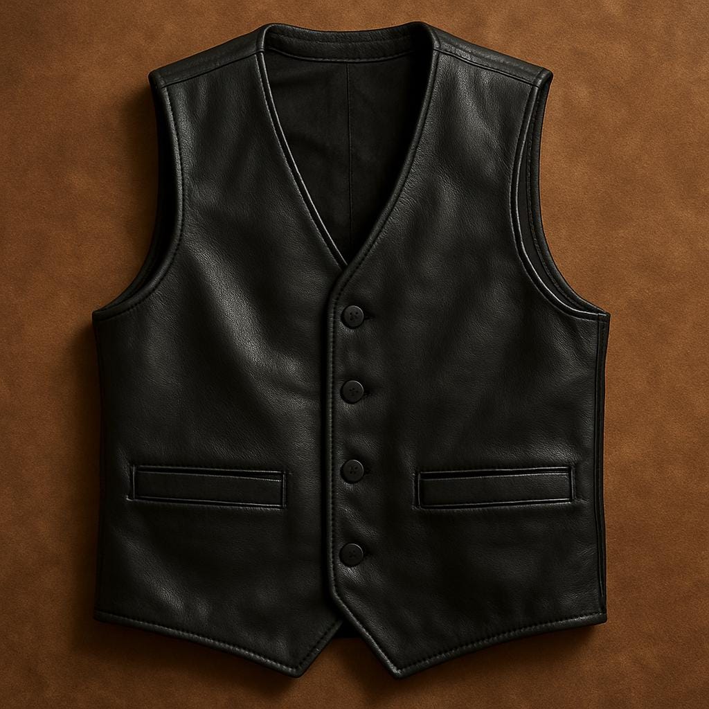 Leather Vest for Men Black Handmade Vintage Western Cowboy Biker Style Real Leather Waistcoat Premium Fashion Waistcoat Custom Sizes Vest